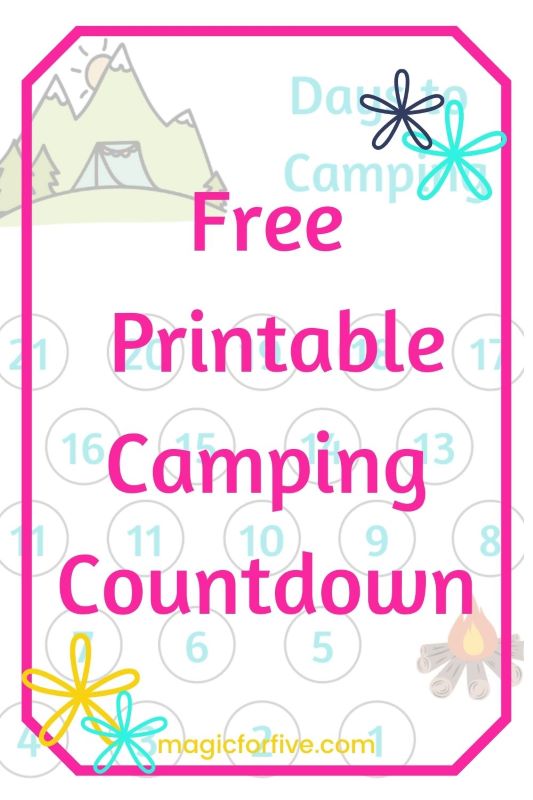 Free Printable Camping Countdown Magic for Five